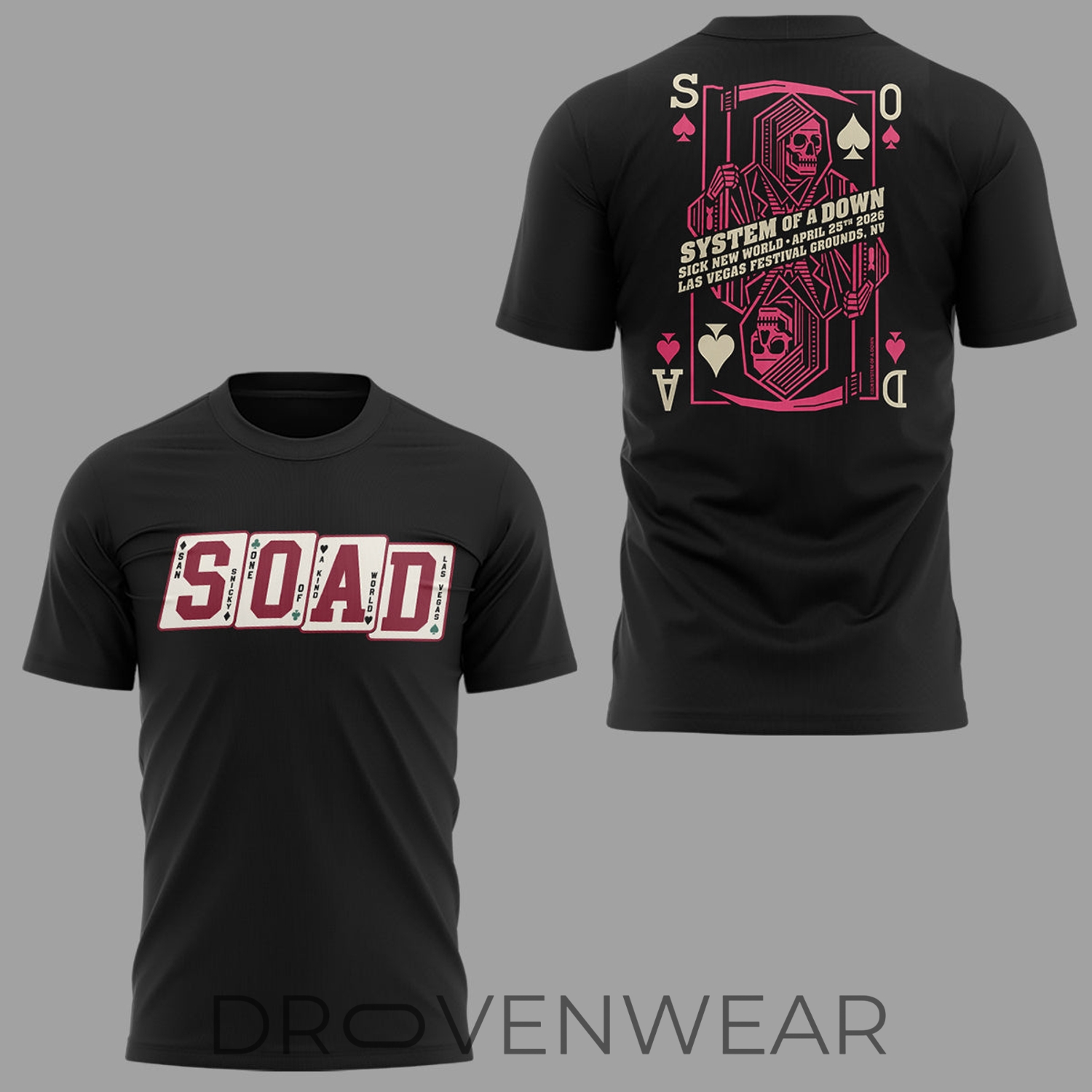 System Of A Down Sick New World 2026 Las Vegas Festival Venue Merch Tee On April 25 2026 The Reaper Playing Cards T-Shirt System Of A Down Sick New World 2026 Las Vegas Festival Venue Merch Tee On April 25 2026 The Reaper Playing Cards T-Shirt