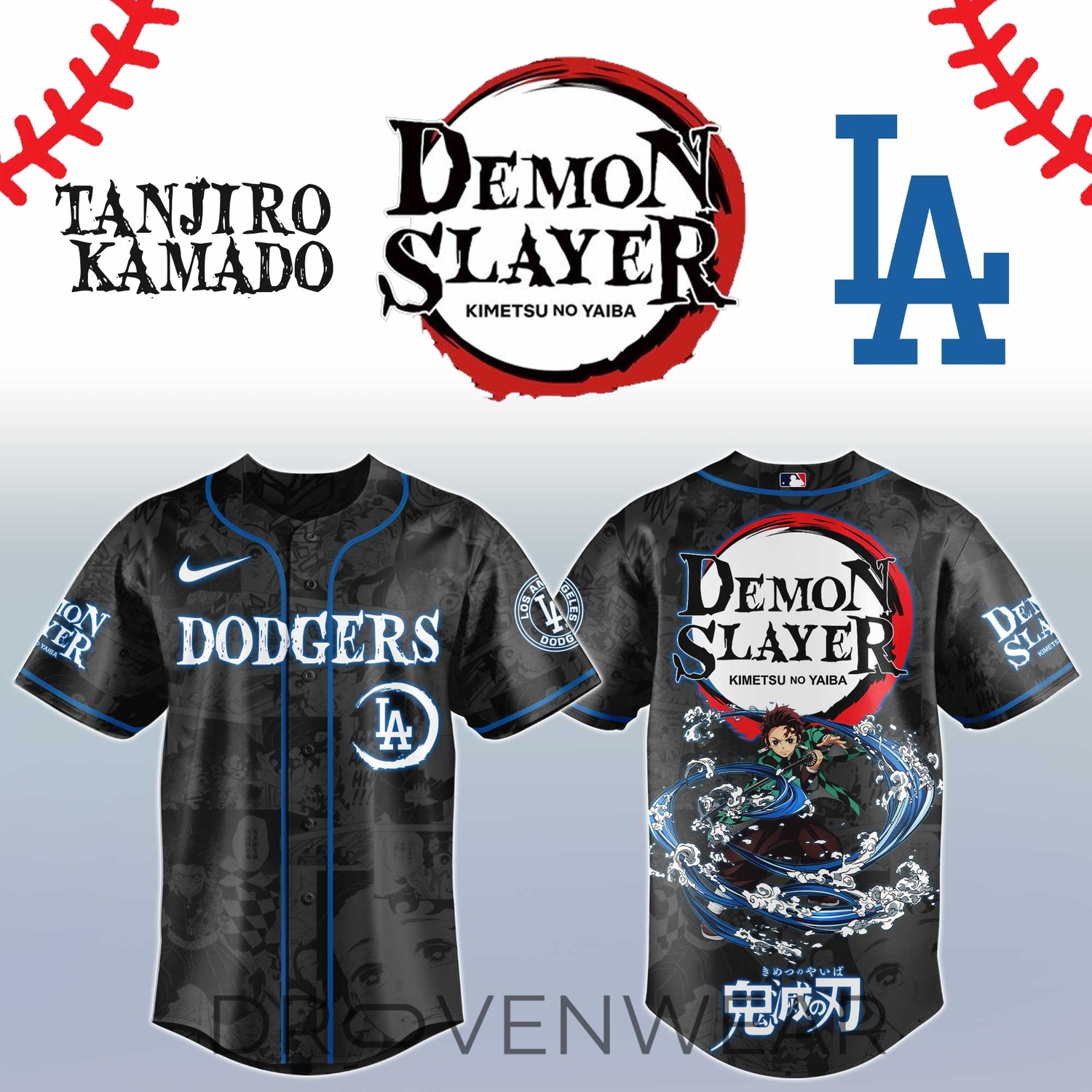 Tanjiro Kamado Demon Slayer Los Angeles Anime Baseball Jersey Tanjiro Kamado Demon Slayer Los Angeles Anime Baseball Jersey