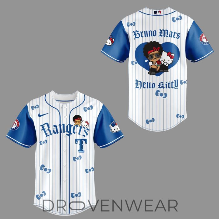 Texas Rangers x BRUNO MARS x HELLO KITTY Blue Jersey | Jogger | Cap - Image 2