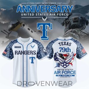 Texas Rangers x US Air Force 79th Anniversary Jersey by Drovenwear.com