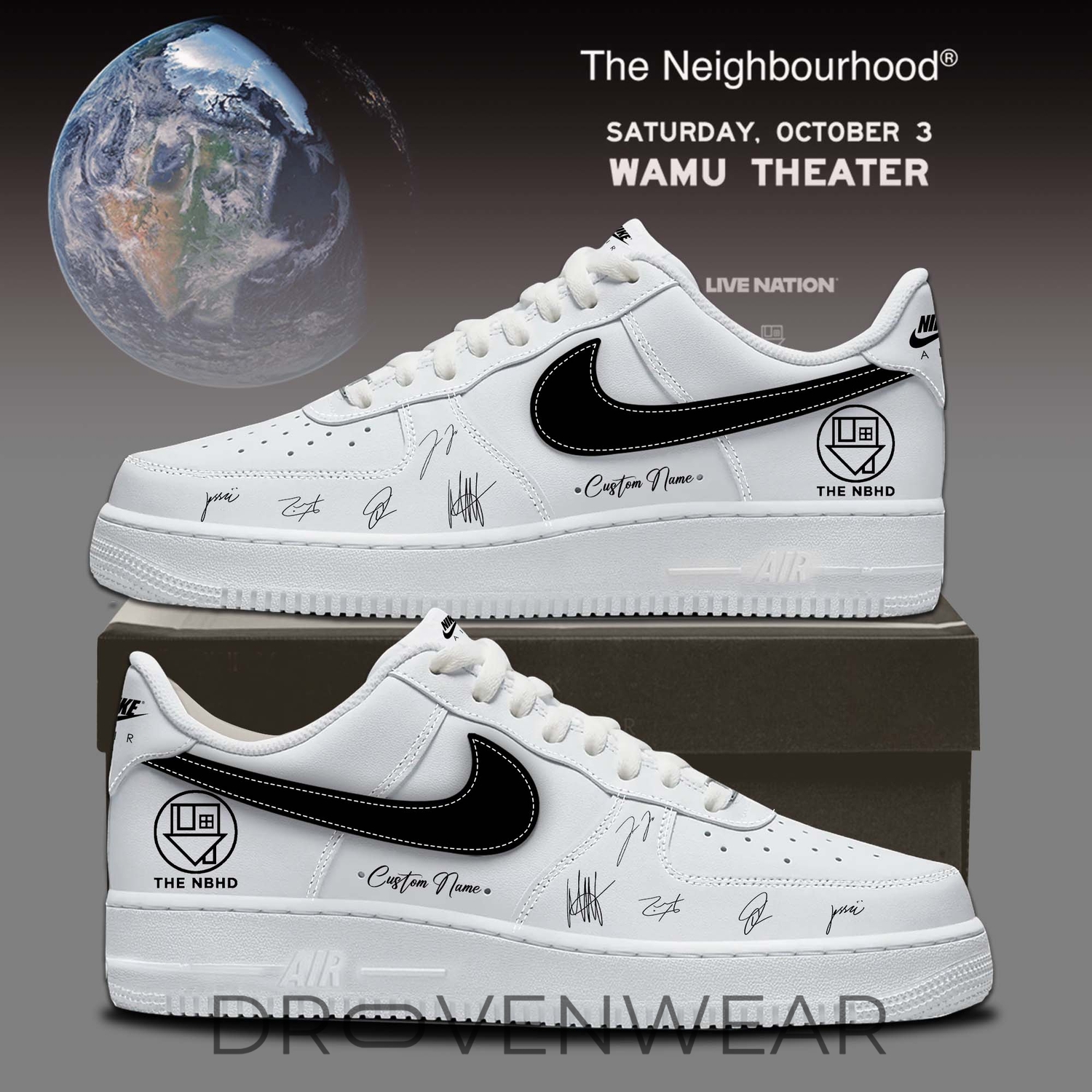 The Neighbourhood World Tour Signature White Air Force Style Sneakers The Neighbourhood World Tour Signature White Air Force Style Sneakers