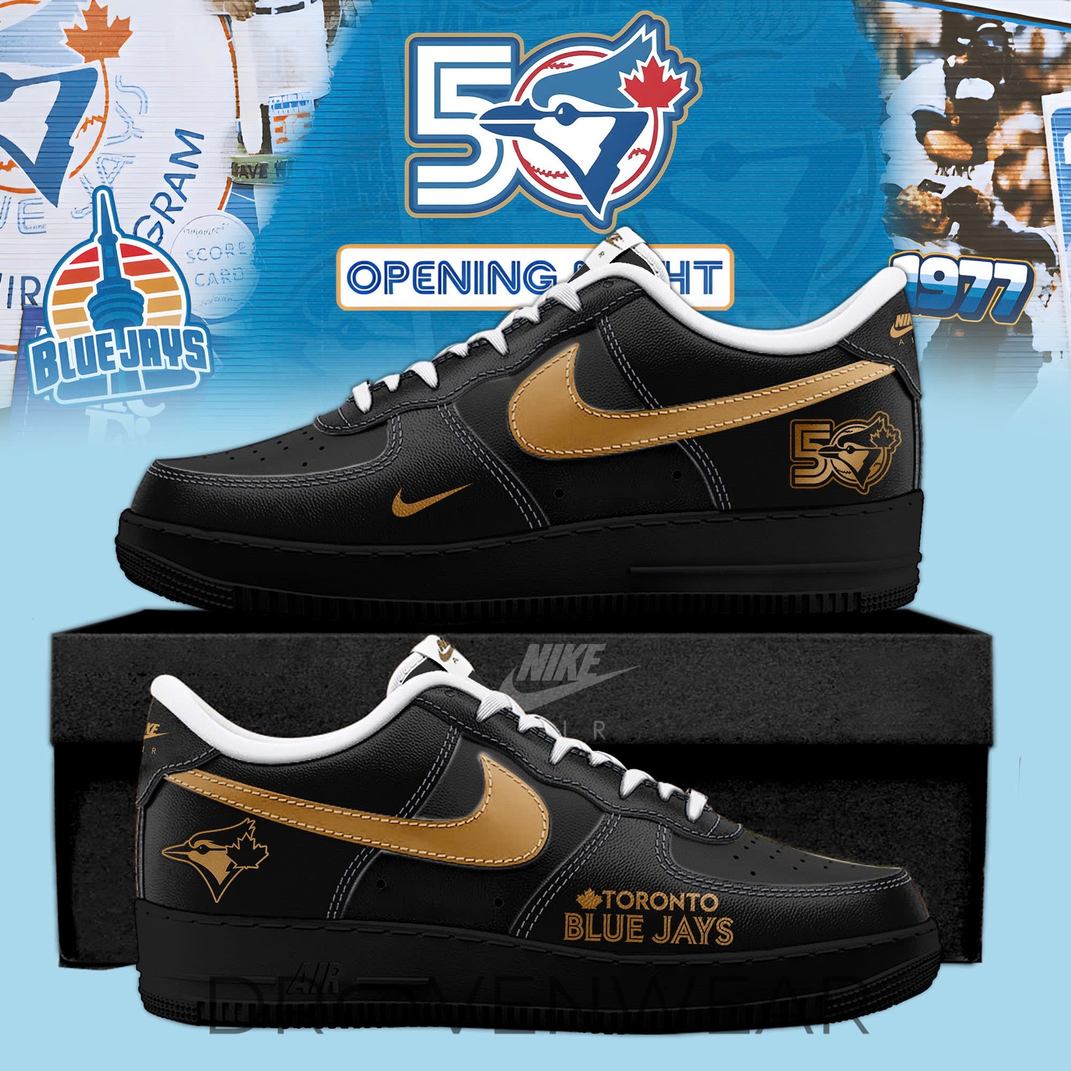 Toronto Blue Jays 50th Anniversary Special Edition AF1 Style Sneakers Toronto Blue Jays 50th Anniversary Special Edition AF1 Style Sneakers