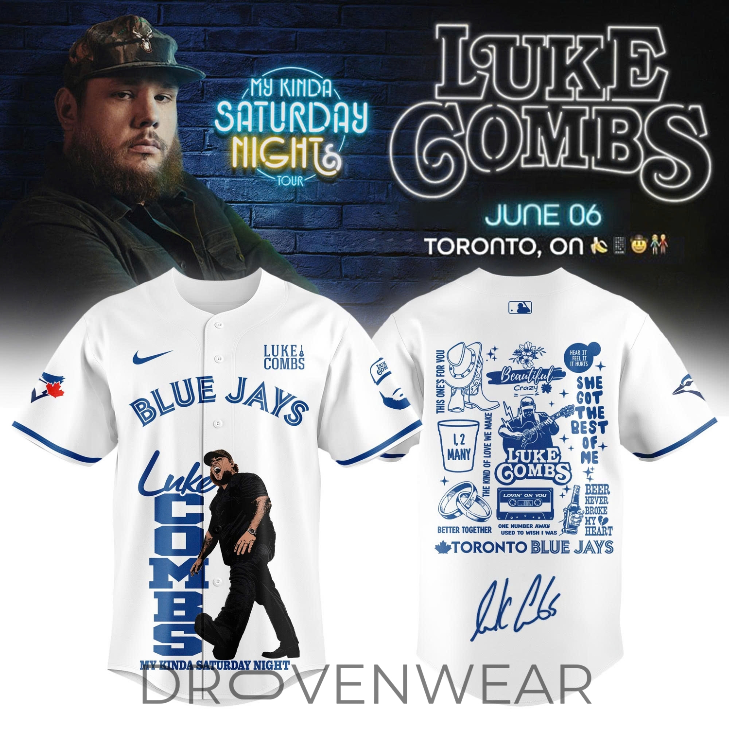 Toronto Blue Jays x Luke Combs My Kinda Saturday Night Tour 2026 Limited Edition Jersey Toronto Blue Jays x Luke Combs My Kinda Saturday Night Tour 2026 Limited Edition Jersey