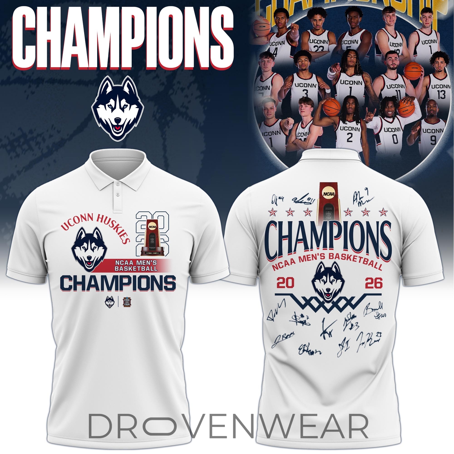 UConn 2026 NCAA Basketball Champions Special Edition Polo Shirt UConn 2026 NCAA Basketball Champions Special Edition Polo Shirt