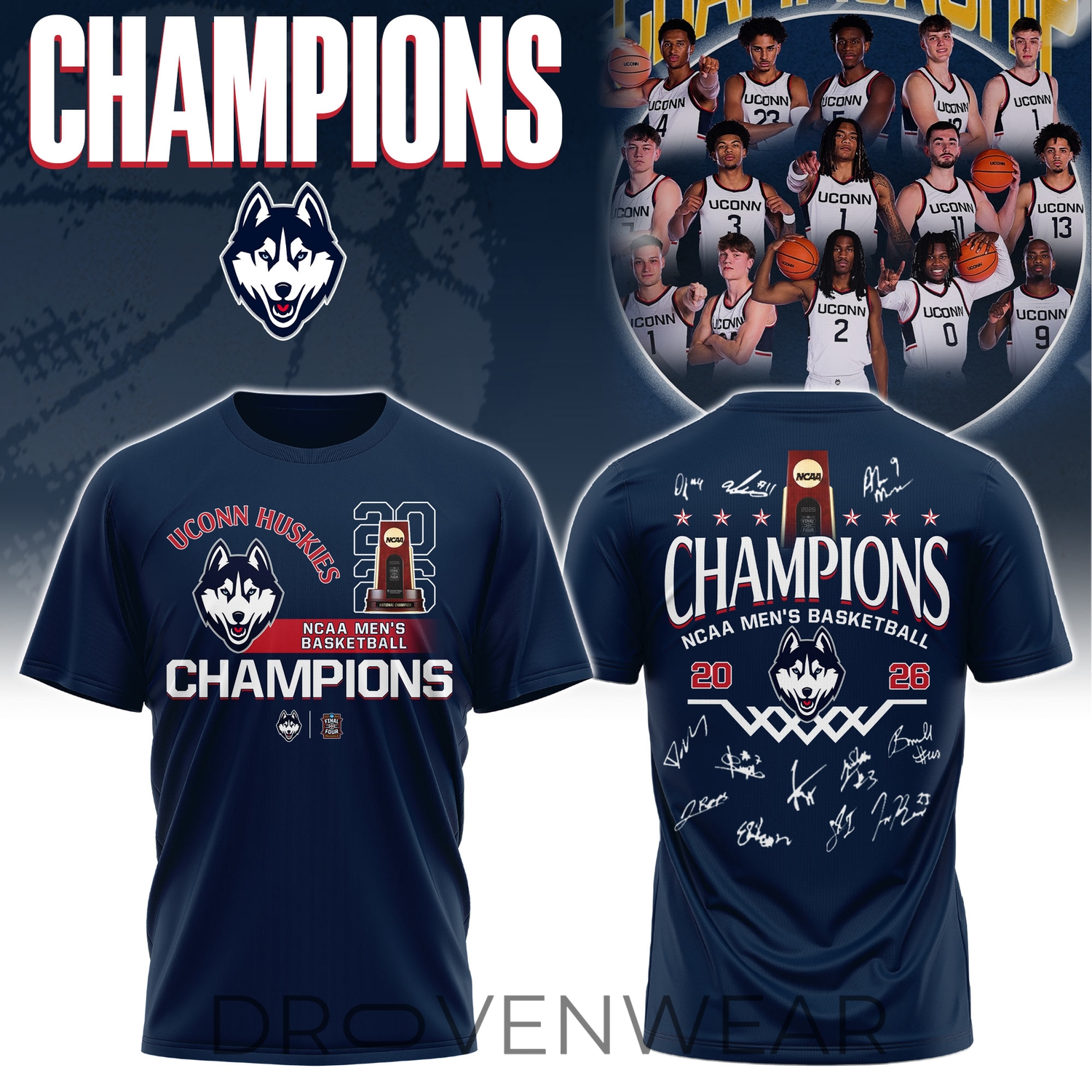 UConn 2026 NCAA Champions Limited Edition Graphic T-Shirt UConn 2026 NCAA Champions Limited Edition Graphic T-Shirt