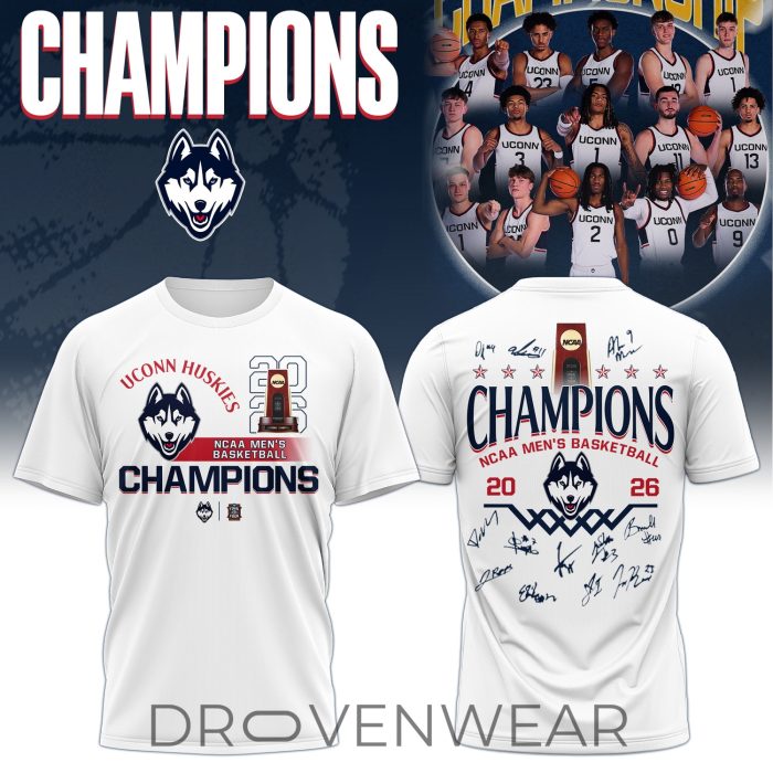 UConn 2026 NCAA Champions Limited Edition Graphic T-Shirt - Image 4