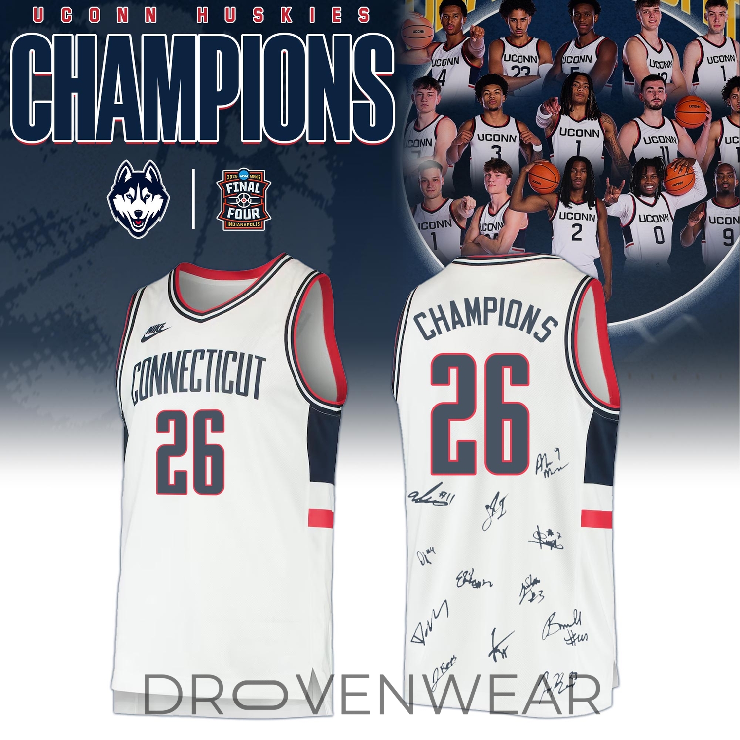 UConn 2026 NCAA Champions Limited White Basketball Jersey UConn 2026 NCAA Champions Limited White Basketball Jersey