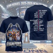 UConn Huskies 2026 NCAA Men’s Basketball Champions Commemorative T-Shirt