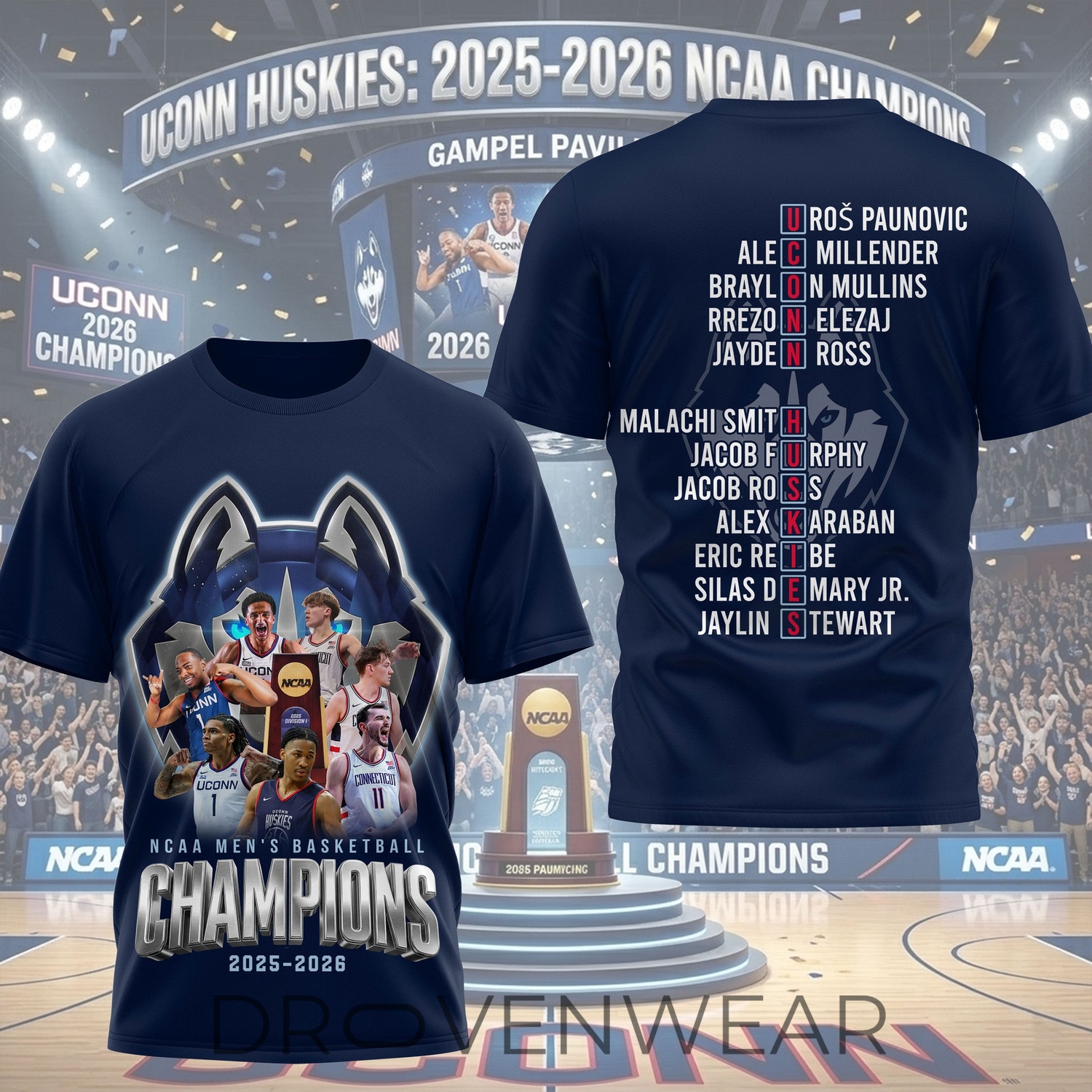 UConn Huskies 2026 NCAA Men’s Basketball Champions Commemorative T-Shirt UConn Huskies 2026 NCAA Men’s Basketball Champions Commemorative T-Shirt