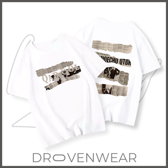 Vintage Newspaper Collage Graphic Tee - Oversized Streetwear T-Shirt - Image 4