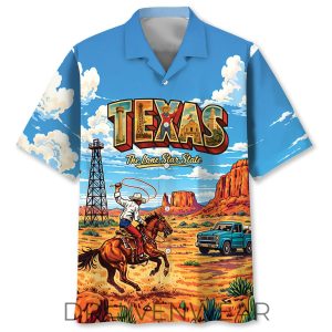 Vintage Texas Cowboy The Lone Star State Hawaiian Shirt by Drovenwear.com
