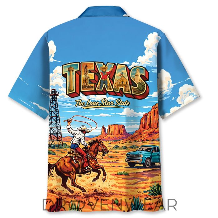 Vintage Texas Cowboy The Lone Star State Hawaiian Shirt - Image 3