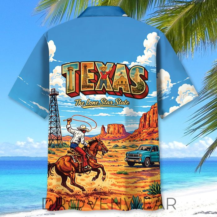 Vintage Texas Cowboy The Lone Star State Hawaiian Shirt - Image 4