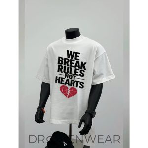 We Break Rules Not Hearts Graphic White TShirt by Drovenwear.com