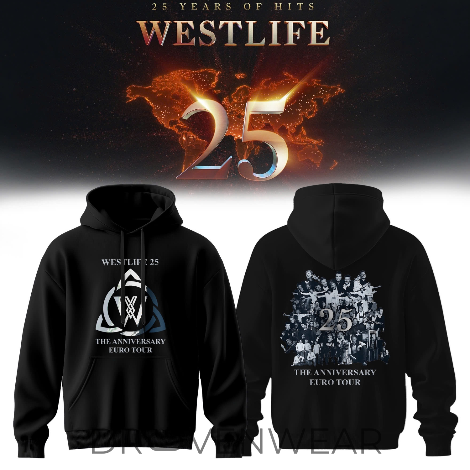 Westlife - 25 Years Of Hits Europe Tour Hoodie V2 Westlife - 25 Years Of Hits Europe Tour Hoodie V2