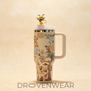 Winnie The Pooh Printed 40oz Tumbler With Handle And Straw by Drovenwear.com