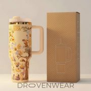 Winnie The Pooh Printed 40oz Tumbler With Handle And Straw - Image 3