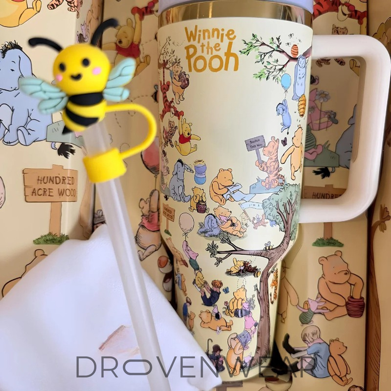 Winnie The Pooh Printed 40oz Tumbler With Handle And Straw Winnie The Pooh Printed 40oz Tumbler With Handle And Straw