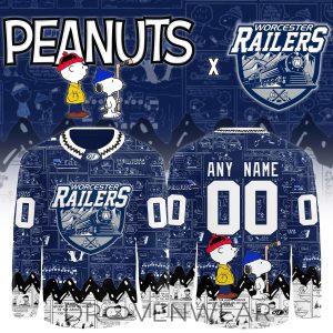 Worcester Railers 2026 Peanuts Snoopy Hockey Jersey by Drovenwear.com