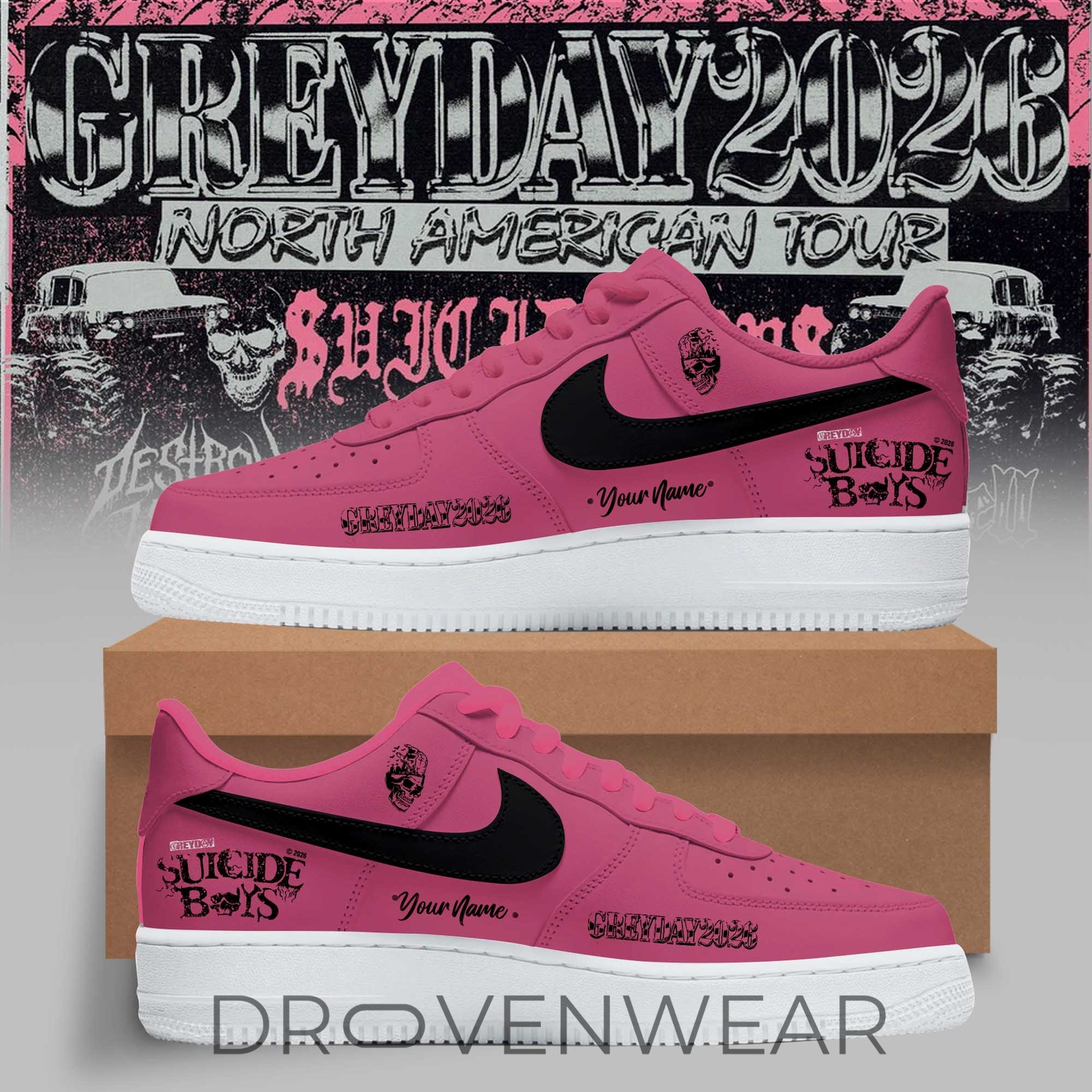 $uicideboy$ Greyday 2026 - North American Tour Pink Shoes $uicideboy$ Greyday 2026 - North American Tour Pink Shoes