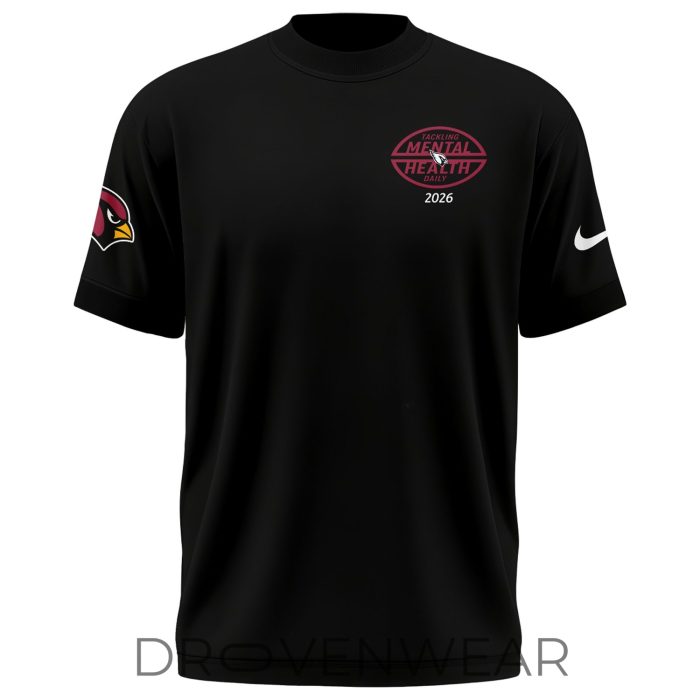 Arizona Cardinals Mental Health Awareness Black Graphic T-Shirt - Image 2