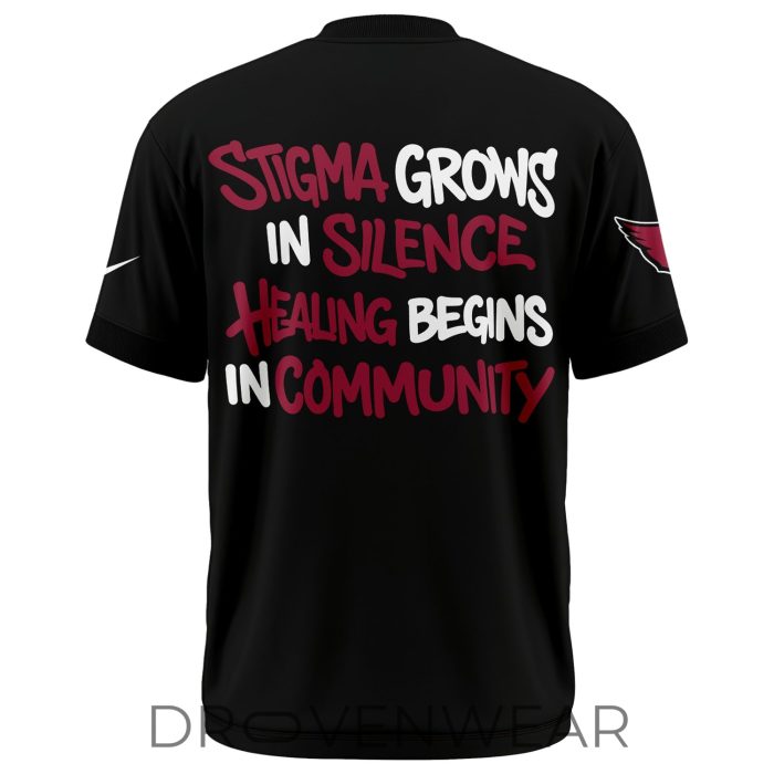 Arizona Cardinals Mental Health Awareness Black Graphic T-Shirt - Image 3