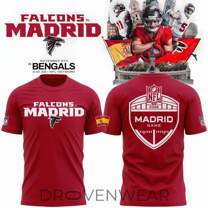 Atlanta Falcons 2026 Madrid NFL International Game T-Shirt - Image 4