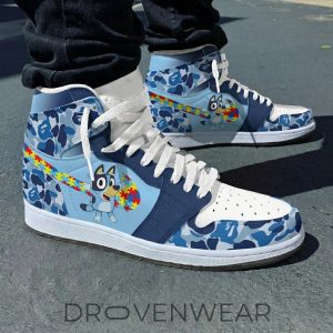 Autism Awareness Bluey High Top AJD Sneakers by Drovenwear.com