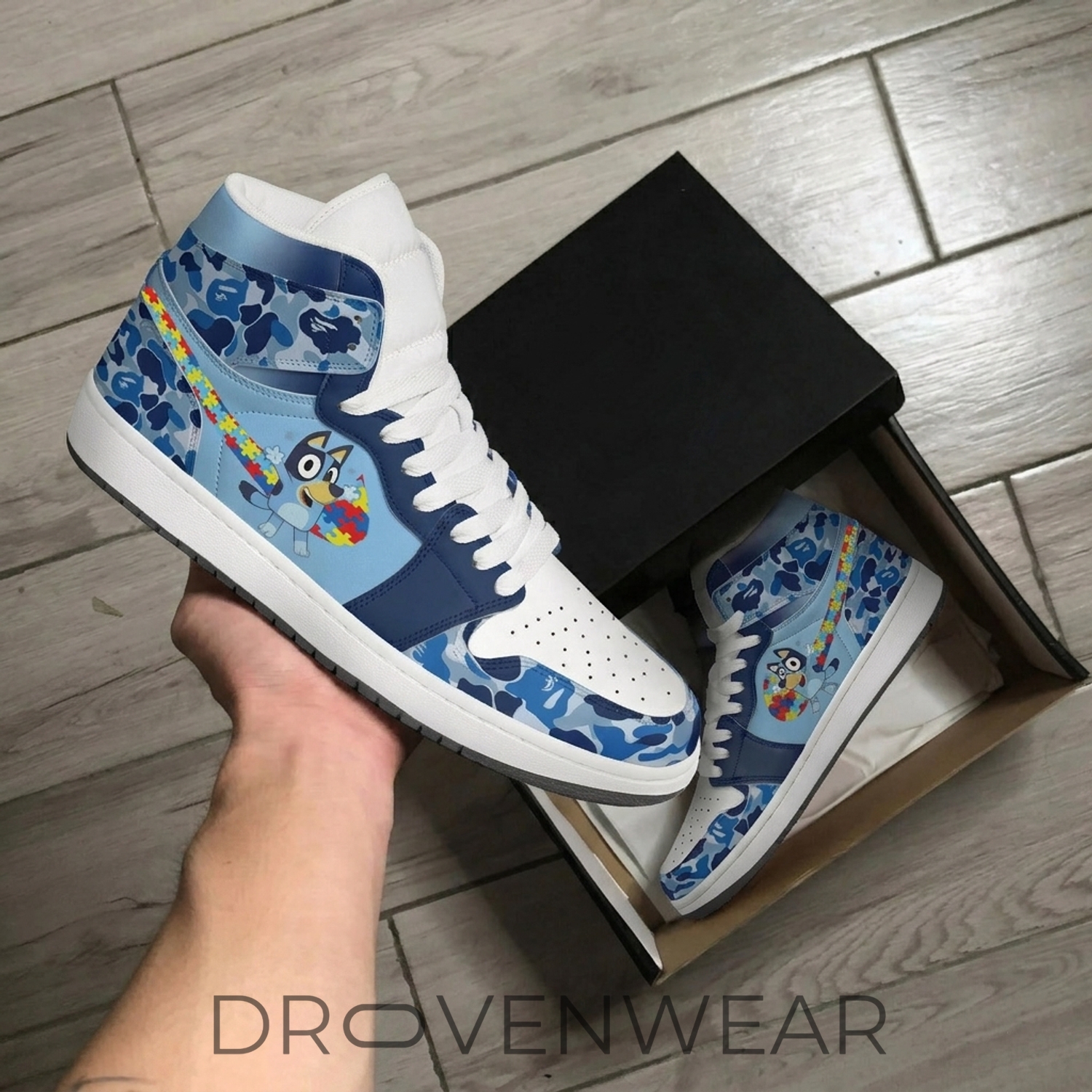 Autism Awareness Bluey High Top AJD Sneakers Autism Awareness Bluey High Top AJD Sneakers