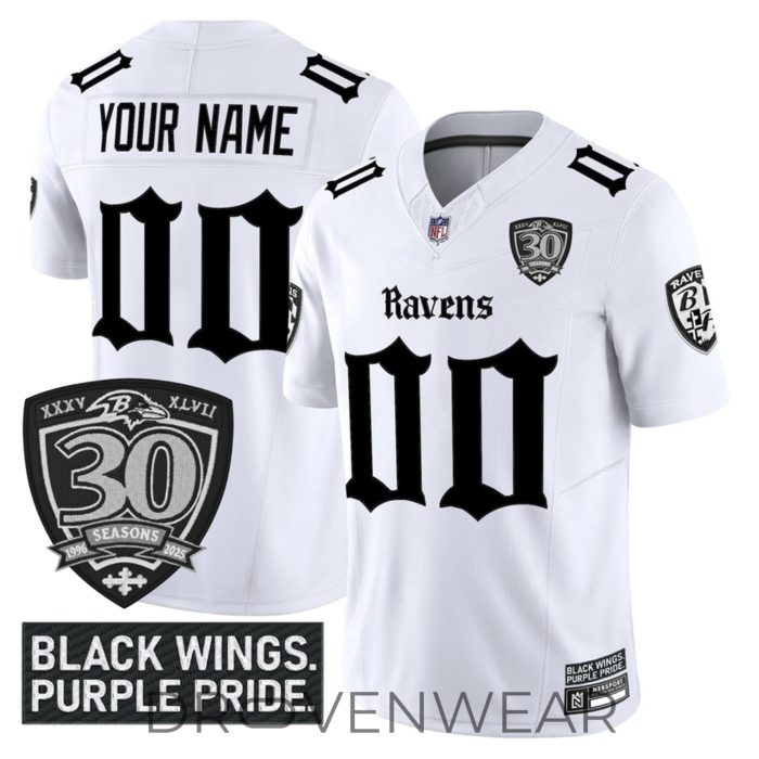 Baltimore Ravens Gothic Nevermore 30th Season Custom Football Jersey - Image 2