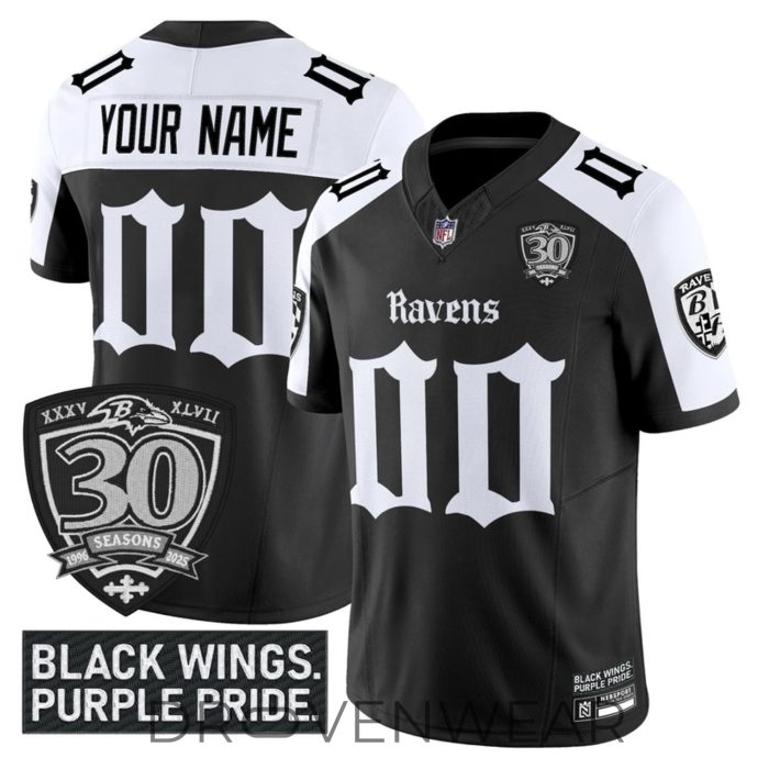 Baltimore Ravens Gothic Nevermore 30th Season Custom Football Jersey - Image 3