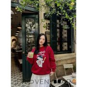 "Baseball de Club" Snoopy Graphic Sweatshirt - Cute Athletic Oversized Navy Blue Pullover - Image 3