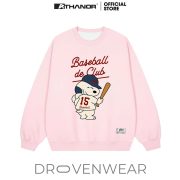 "Baseball de Club" Snoopy Graphic Sweatshirt - Cute Athletic Oversized Navy Blue Pullover - Image 4