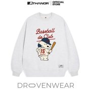 "Baseball de Club" Snoopy Graphic Sweatshirt - Cute Athletic Oversized Navy Blue Pullover - Image 5