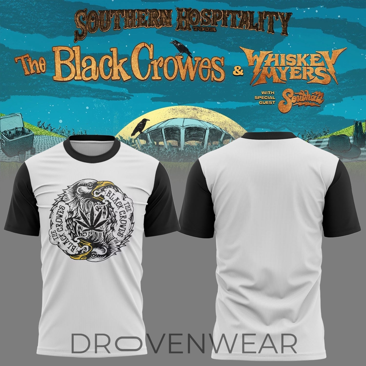 Black Crowes Whiskey Myers Southern Hospitality Tour 2026 Graphic Tee 3 Black Crowes Whiskey Myers Southern Hospitality Tour 2026 Graphic Tee 3