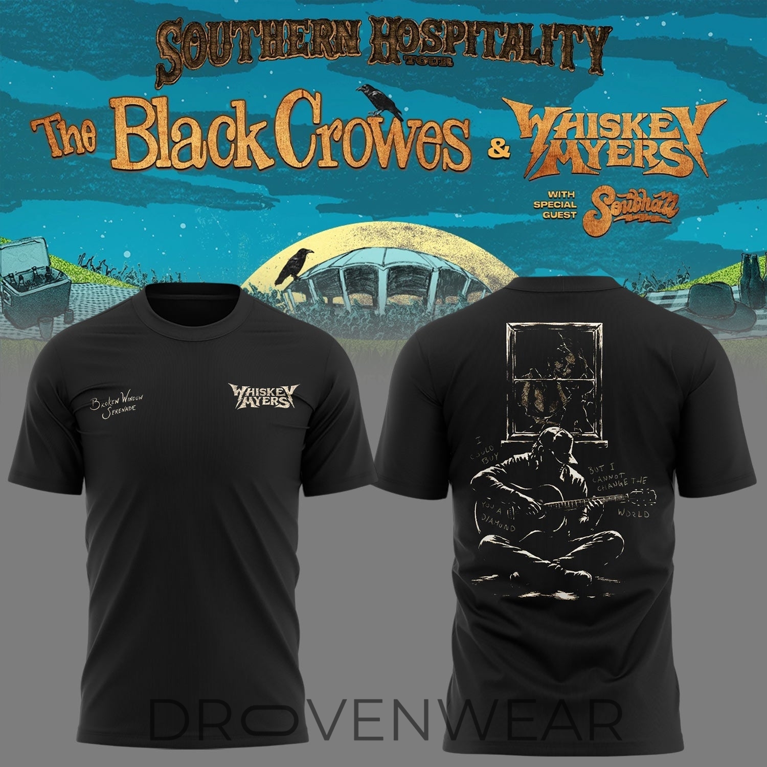 Black Crowes Whiskey Myers Southern Hospitality Tour 2026 Graphic Tee 4 Black Crowes Whiskey Myers Southern Hospitality Tour 2026 Graphic Tee 4