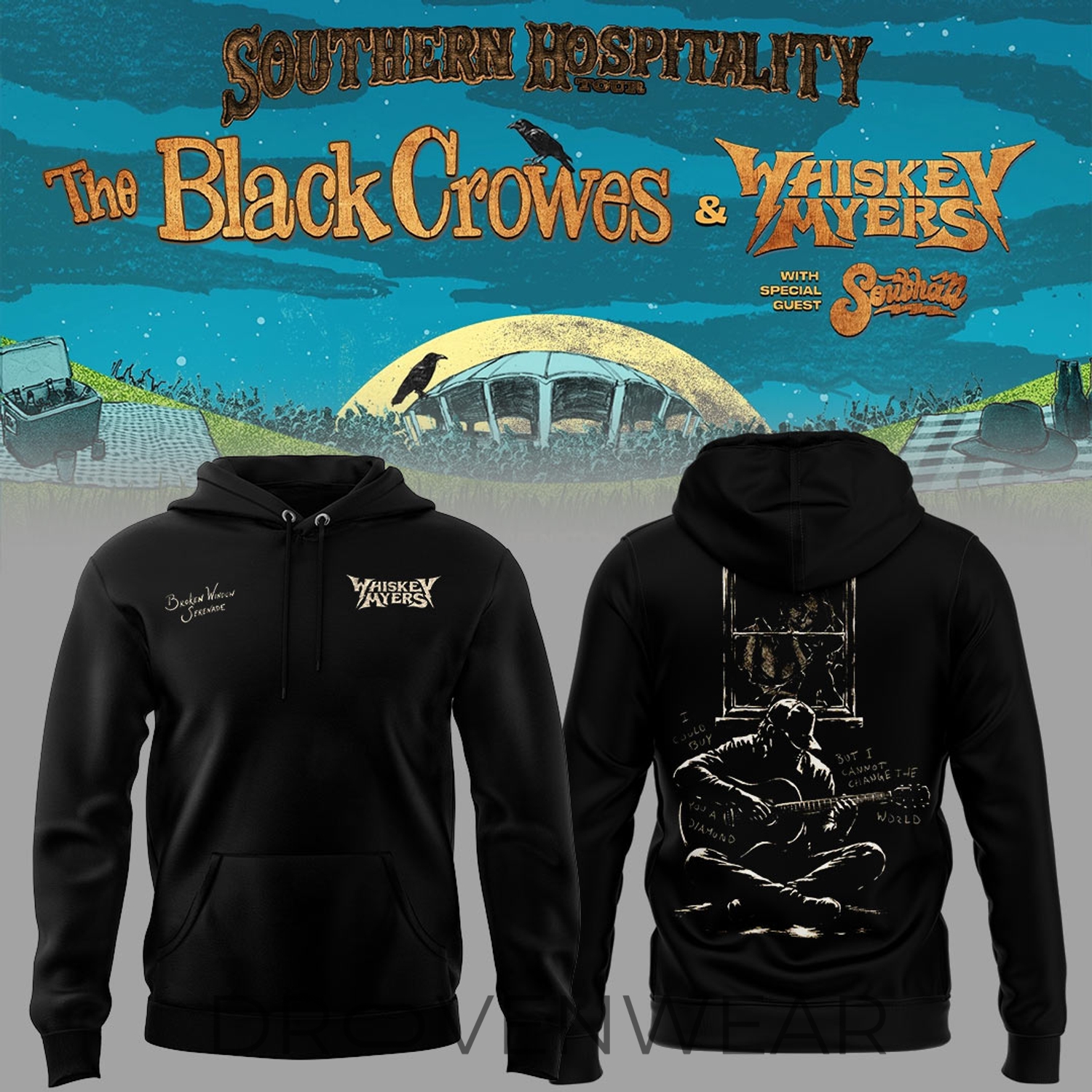 Black Crowes Whiskey Myers Southern Hospitality Tour 2026 Premium Hoodie Black Crowes Whiskey Myers Southern Hospitality Tour 2026 Premium Hoodie