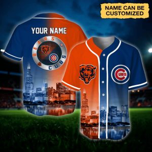 Chicago Bears x Chicago Cubs 3D Style Baseball Jersey by Drovenwear.com