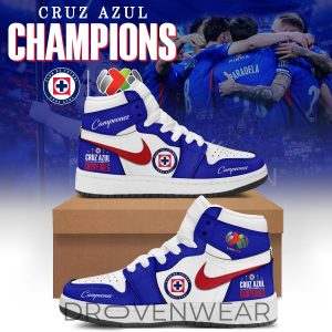 Cruz Azul La Decima Liga MX 2026 Custom Air Jordan 1 Sneakers by Drovenwear.com