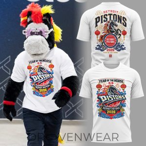 Detroit Pistons Lunar New Year 2026 Horse Theme Limited Tee by Drovenwear.com