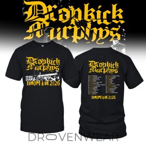 Dropkick Murphys Europe UK Tour 2026 Exclusive Concert TShirt by Drovenwear.com