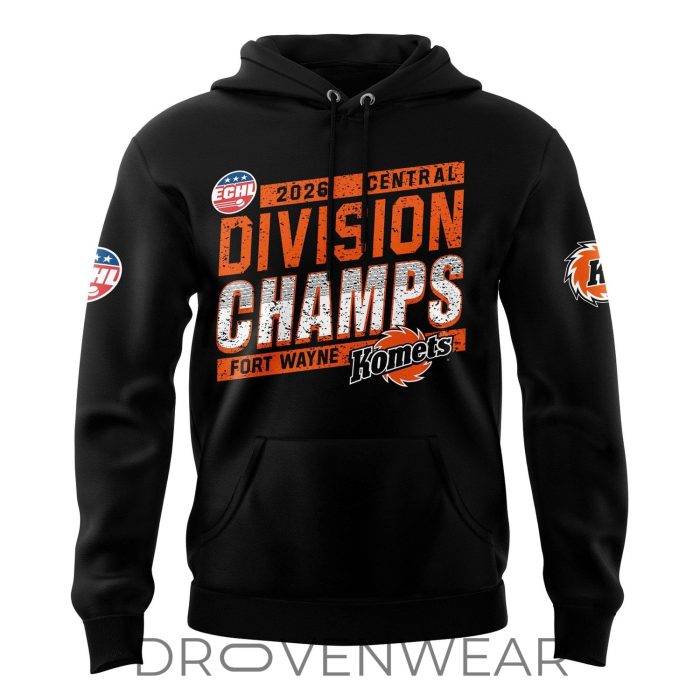 Fort Wayne Komets 2026 Central Division Champions Celebration Hoodie - Image 2