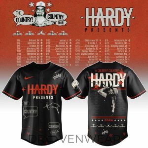 Hardy Country Tour 2026 Authentic Baseball Jersey by Drovenwear.com