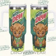 Highland Cow & Mountain Dew Inspired 40oz Travel Tumbler