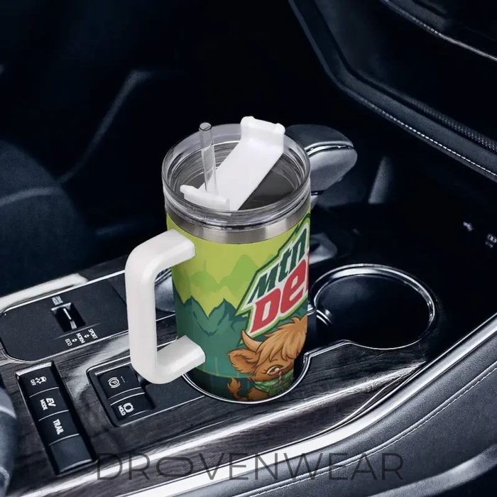 Highland Cow & Mountain Dew Inspired 40oz Travel Tumbler - Image 2