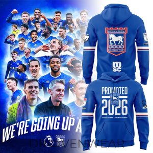 Ipswich Town Promoted 2026 EFL Championship Hoodie by Drovenwear.com
