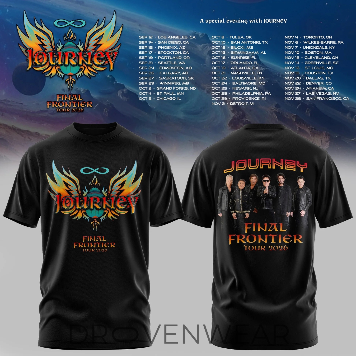 Journey Final Frontier 2026 Concert Tee Limited Edition V2 Journey Final Frontier 2026 Concert Tee Limited Edition V2