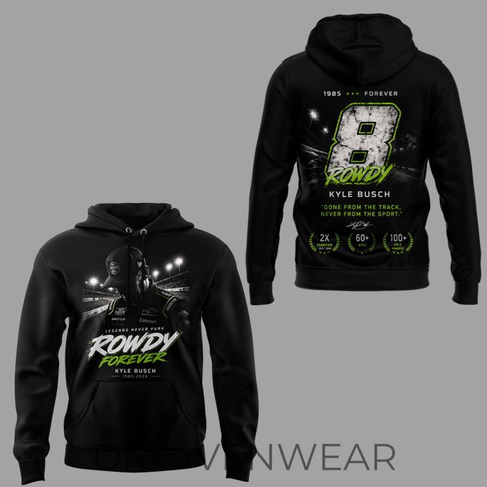 Kyle Busch Rowdy Forever Racing Hoodie V6 Premium Edition - Image 2