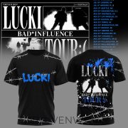 Lucki Bad Influence Tour 2026 Deep Blue Barbed Graphic Shirt - Image 2