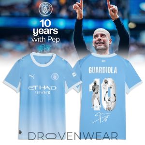Manchester City Thank You Pep Signature Football Jersey by Drovenwear.com